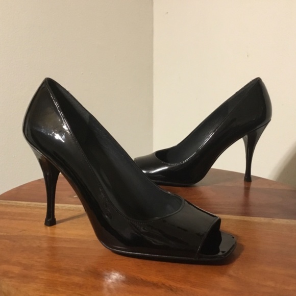 Stuart Weitzman Black Open Toe Heels Size 6M 236 - Picture 5 of 13